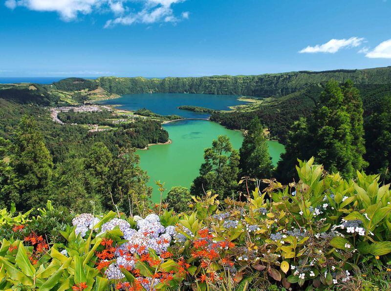 São Miguel, Azores, Volcanic craters, hot springs, crater lakes, dramatic and green